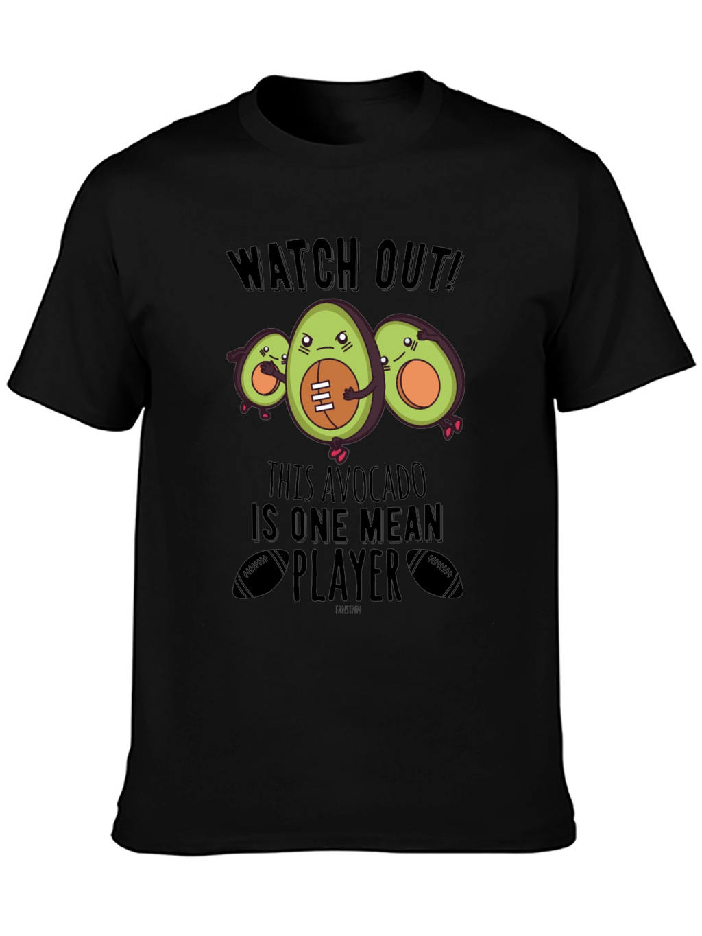 Mean Avocado Football Player Black T-Shirt