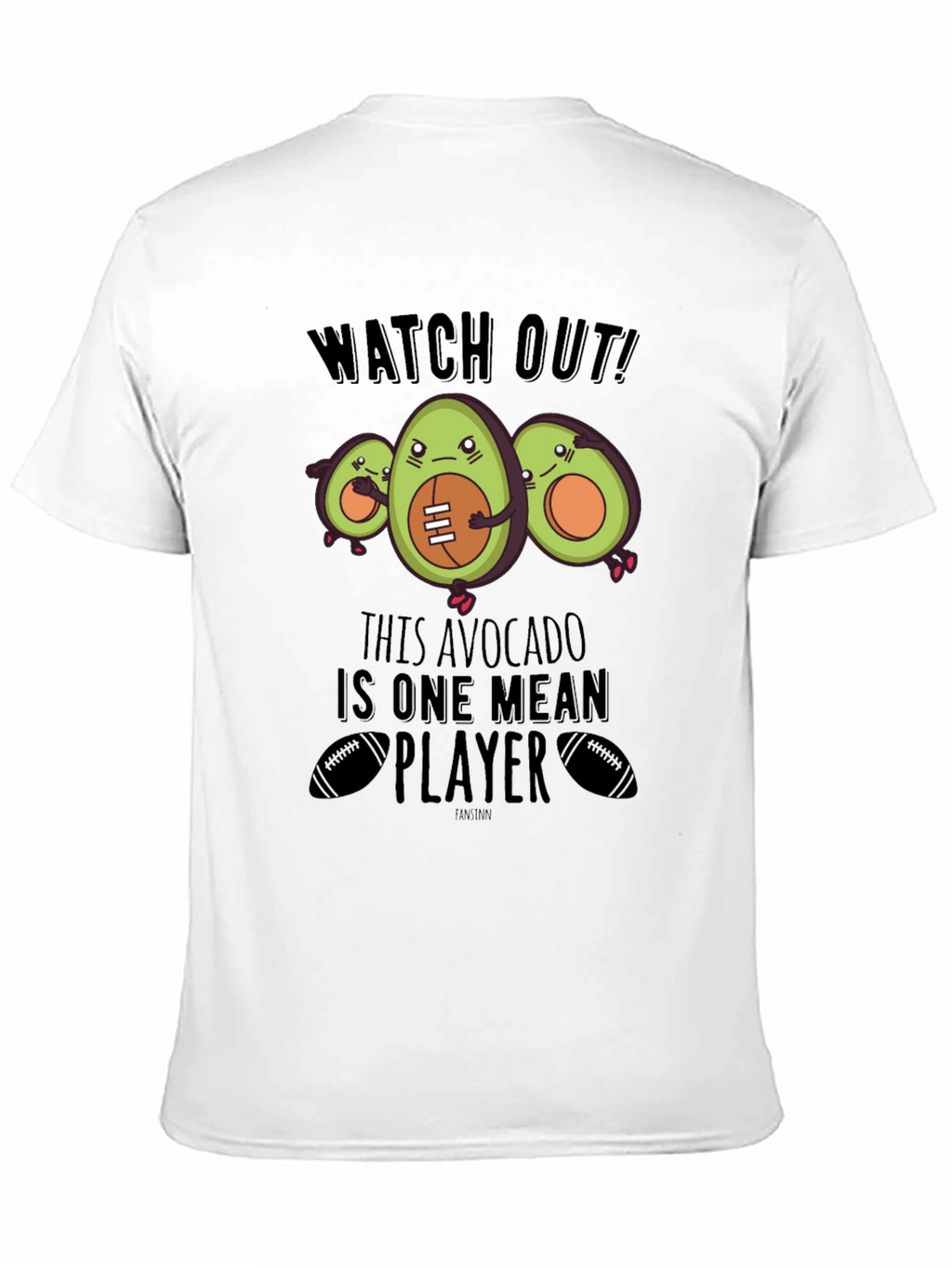 Mean Avocado Football Player Black T-Shirt
