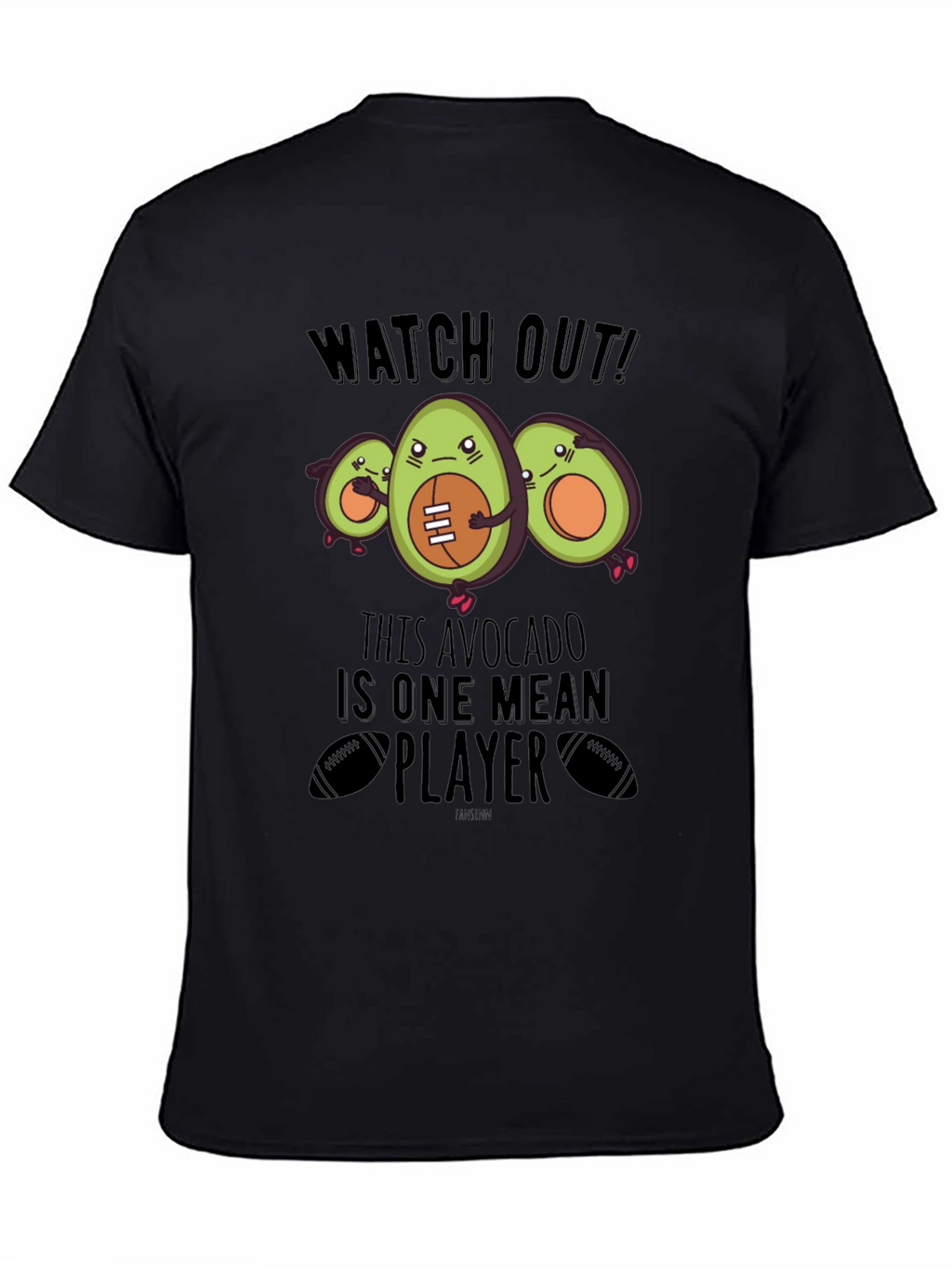 Mean Avocado Football Player Black T-Shirt