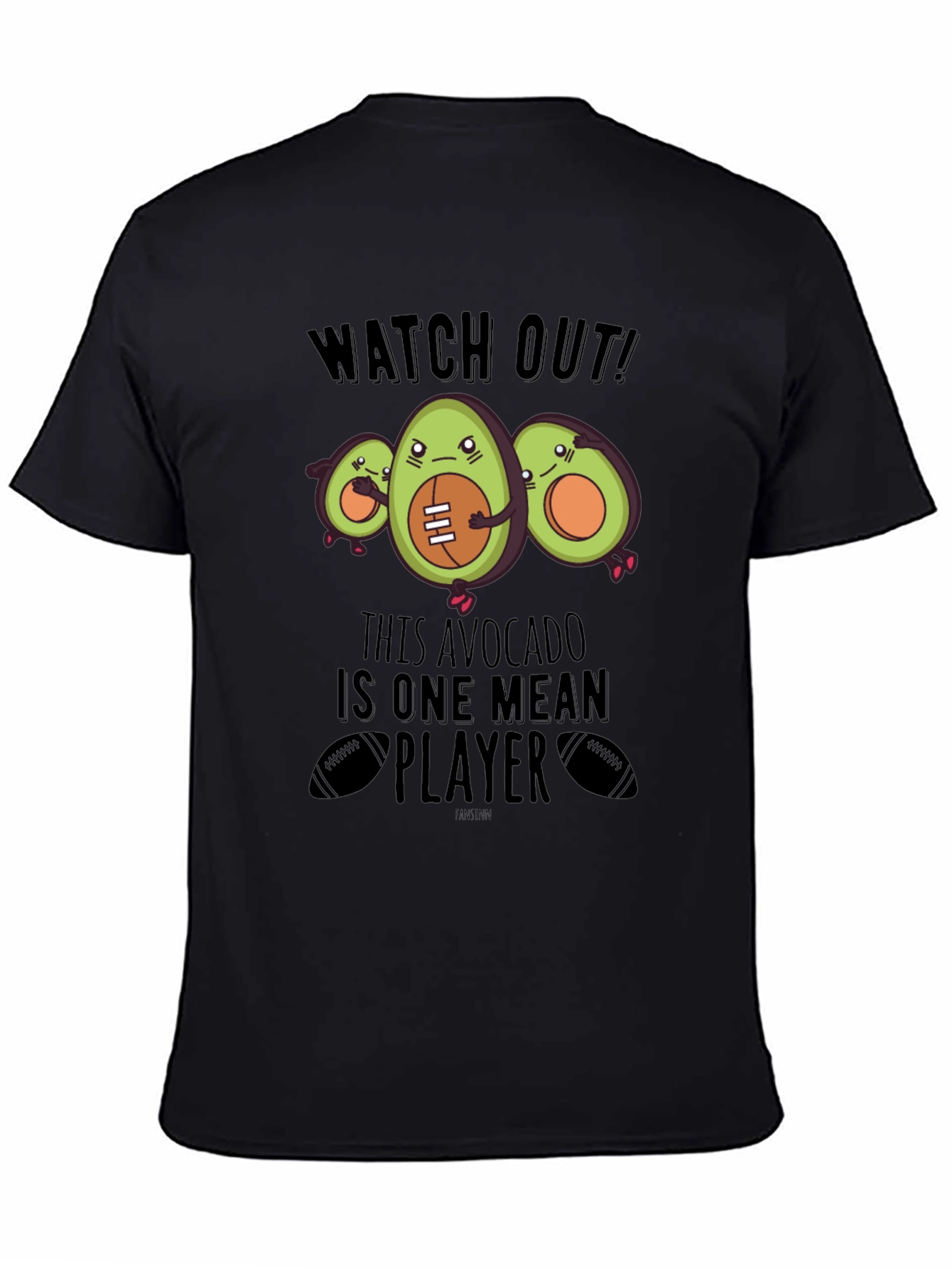 Mean Avocado Football Player Black T-Shirt