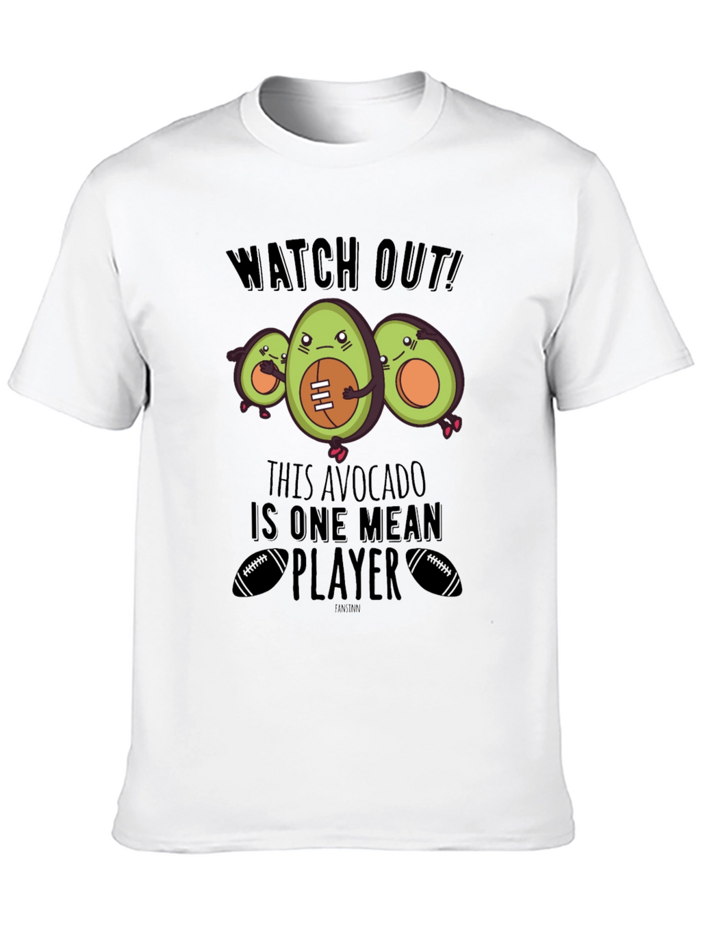 Mean Avocado Football Player Black T-Shirt