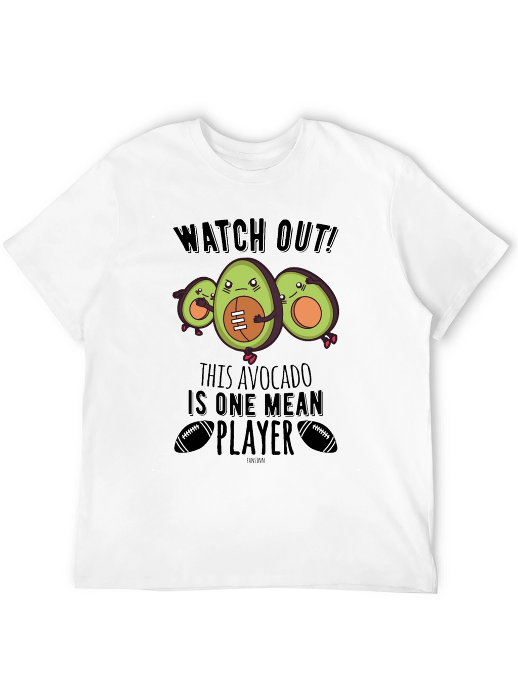 Mean Avocado Football Player Black T-Shirt