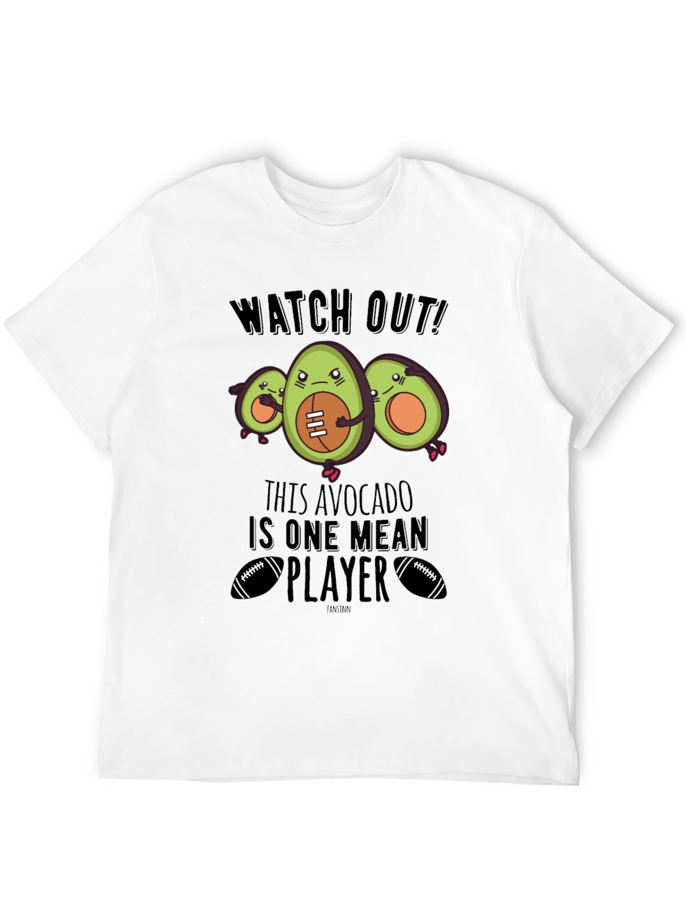 Mean Avocado Football Player Black T-Shirt