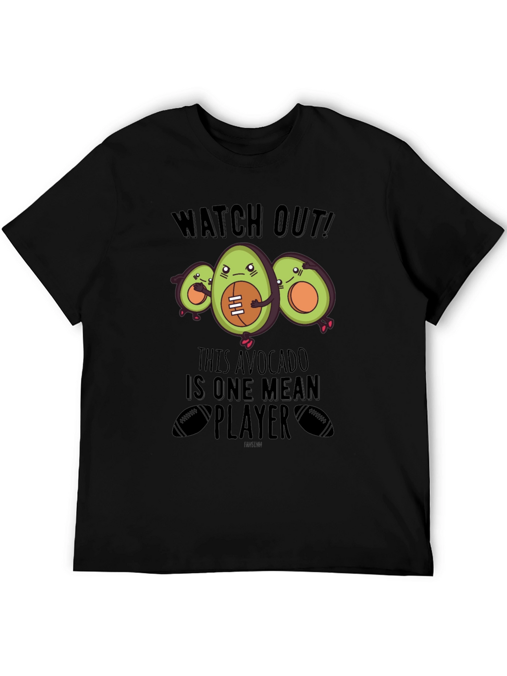 Mean Avocado Football Player Black T-Shirt
