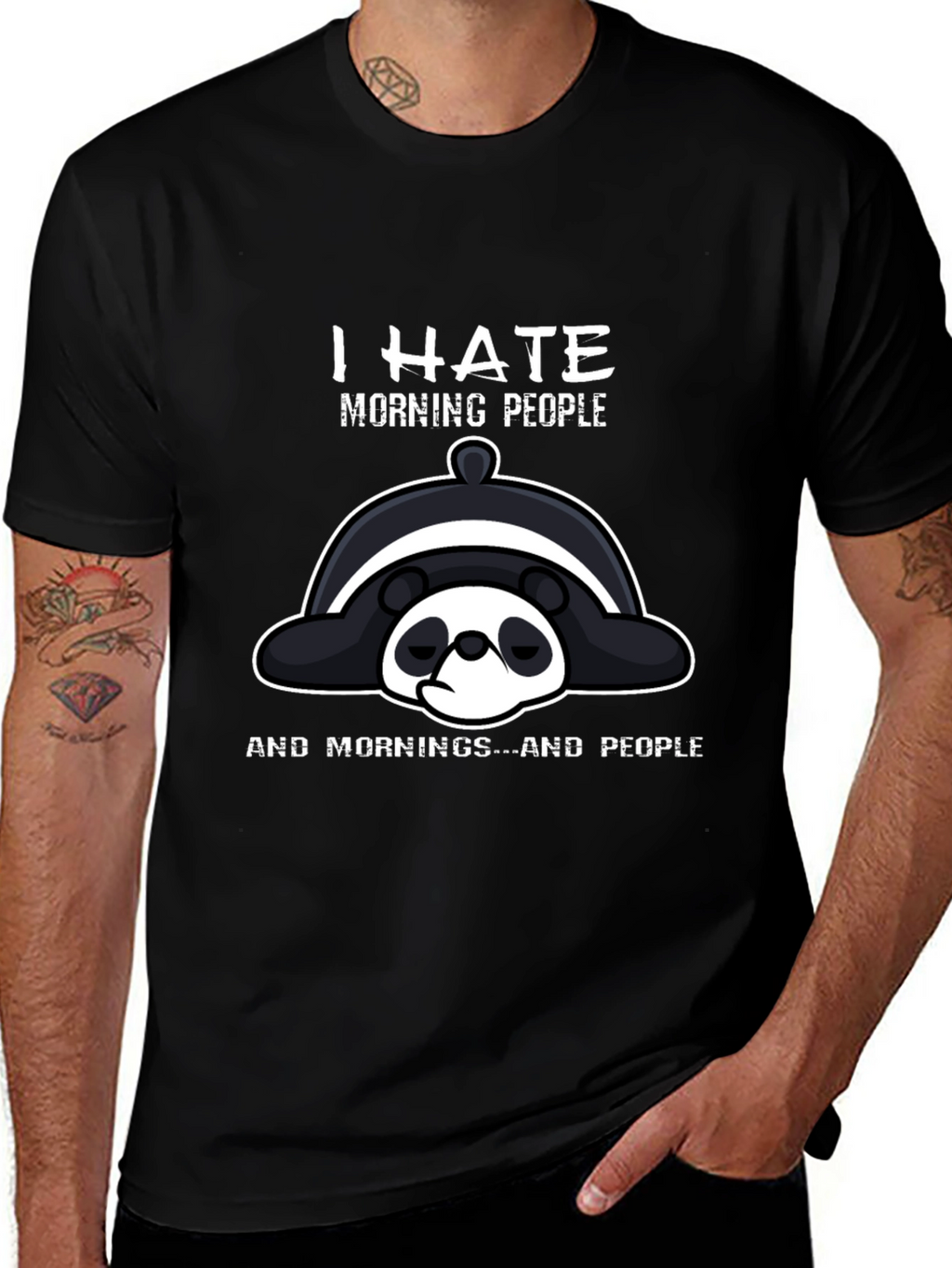 I Hate Morning People Panda Graphic T-Shirt