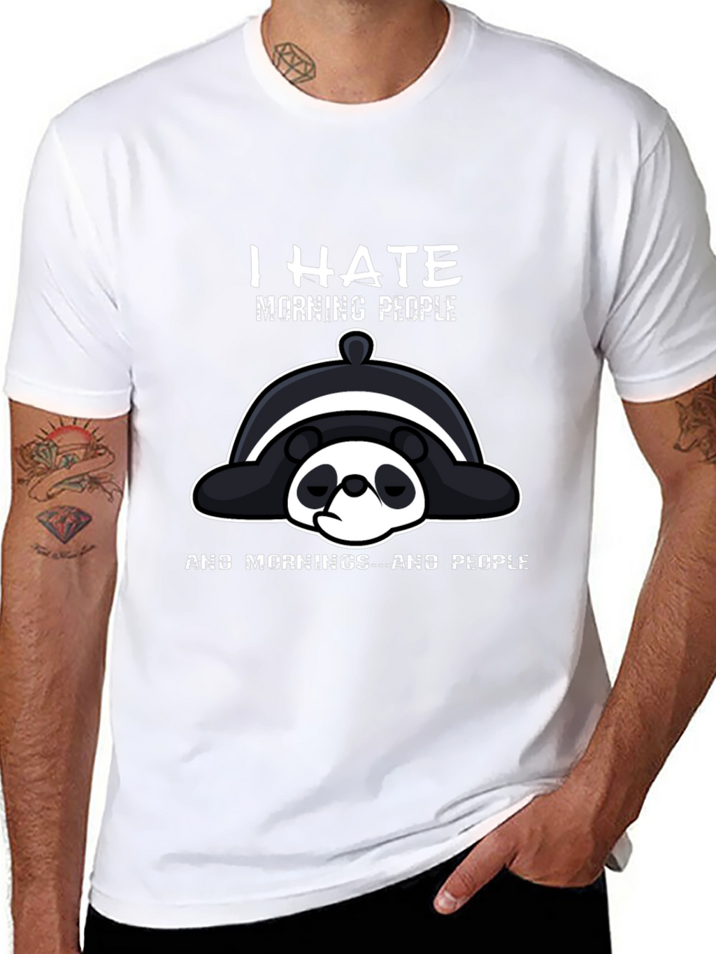 I Hate Morning People Panda Graphic T-Shirt