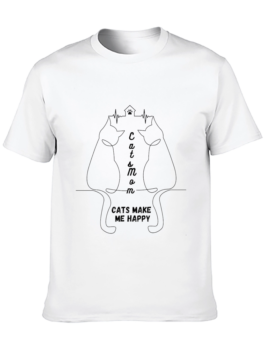Cats Make Me Happy Graphic Tee - Black