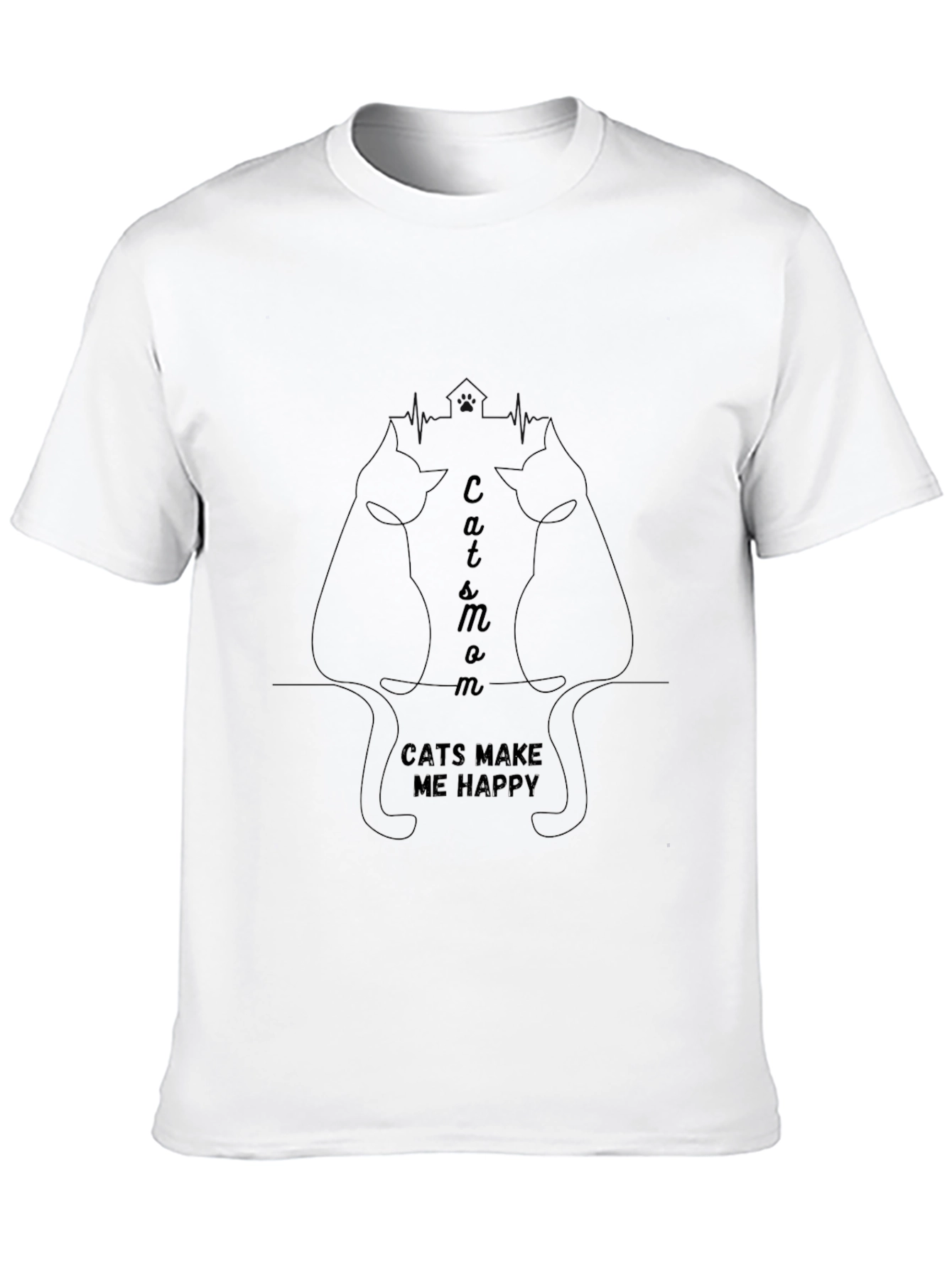 Cats Make Me Happy Graphic Tee - Black