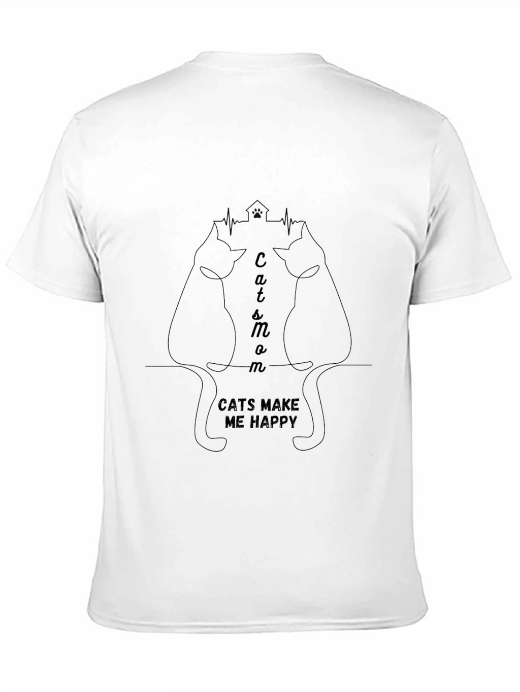 Cats Make Me Happy Graphic Tee - Black