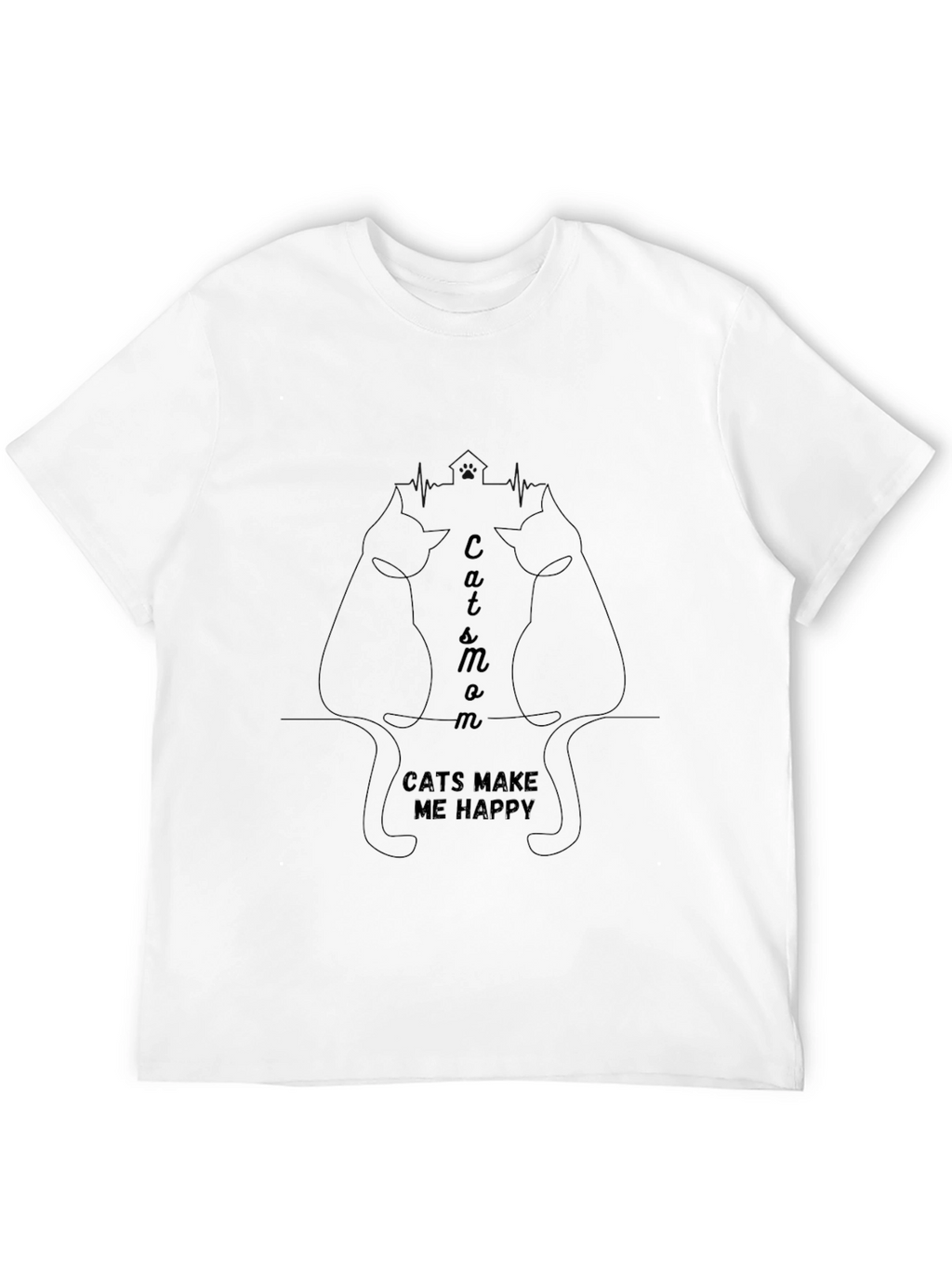 Cats Make Me Happy Graphic Tee - Black