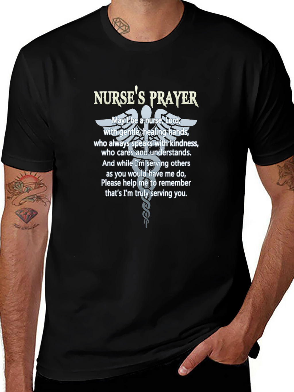 Nurses Prayer T-Shirt - Caring Hands Design