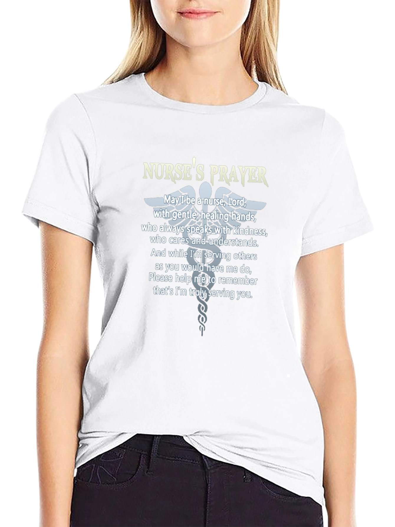 Nurses Prayer T-Shirt - Caring Hands Design
