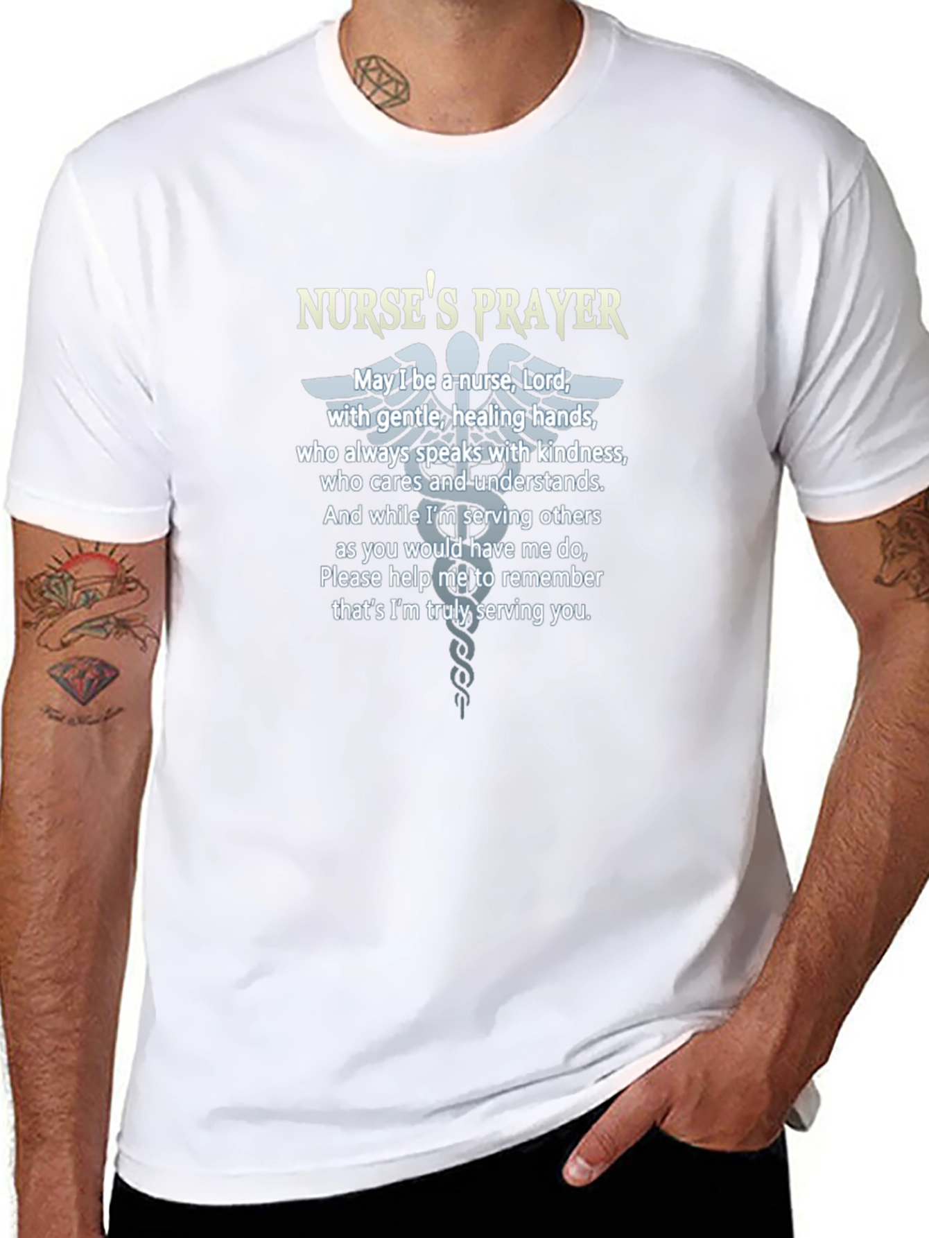 Nurses Prayer T-Shirt - Caring Hands Design