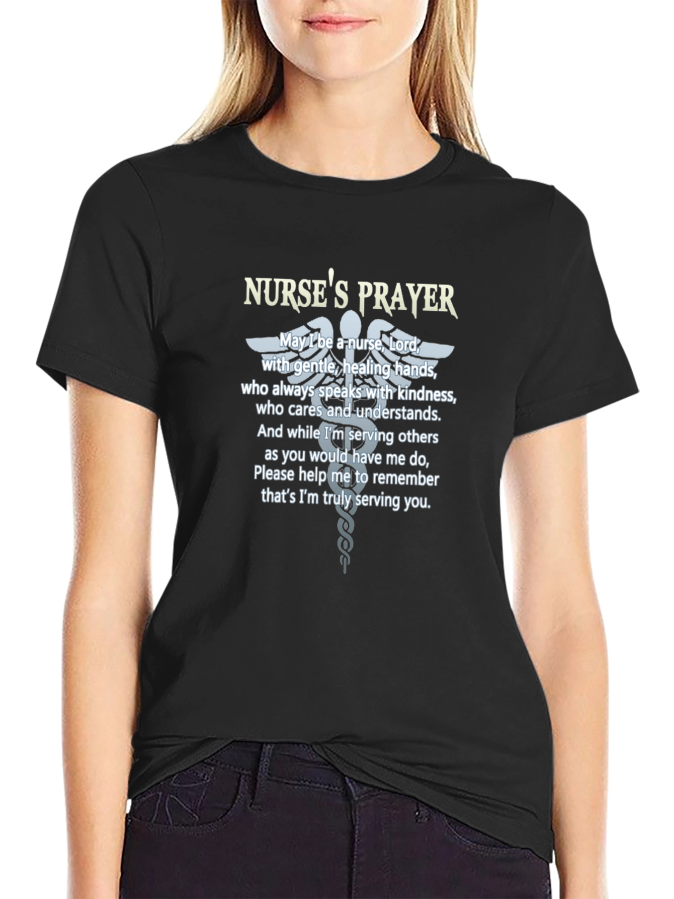 Nurses Prayer T-Shirt - Caring Hands Design