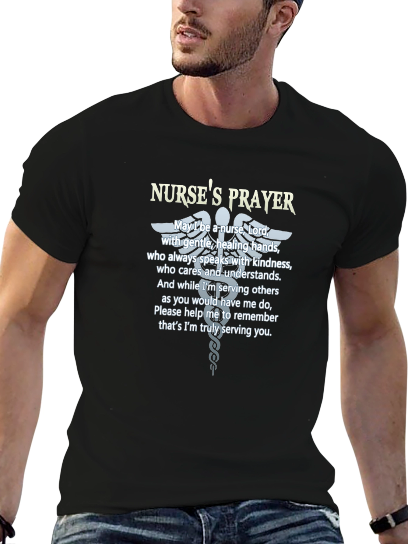Nurses Prayer T-Shirt - Caring Hands Design