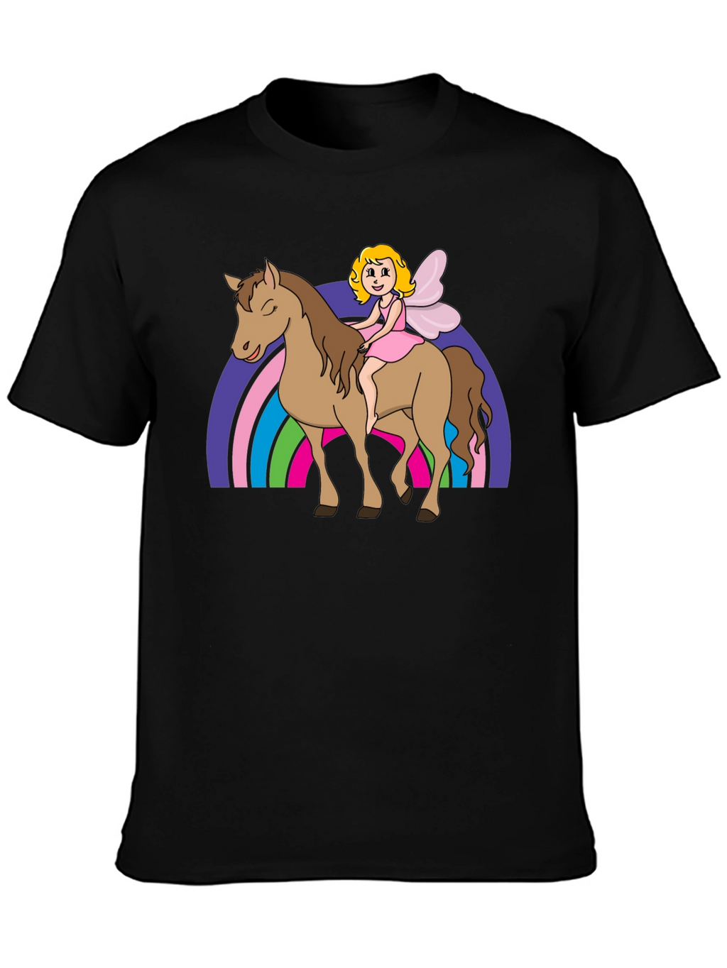 Fairy Riding Horse Graphic Tee - Black