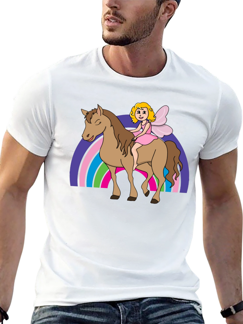 Fairy Riding Horse Graphic Tee - Black