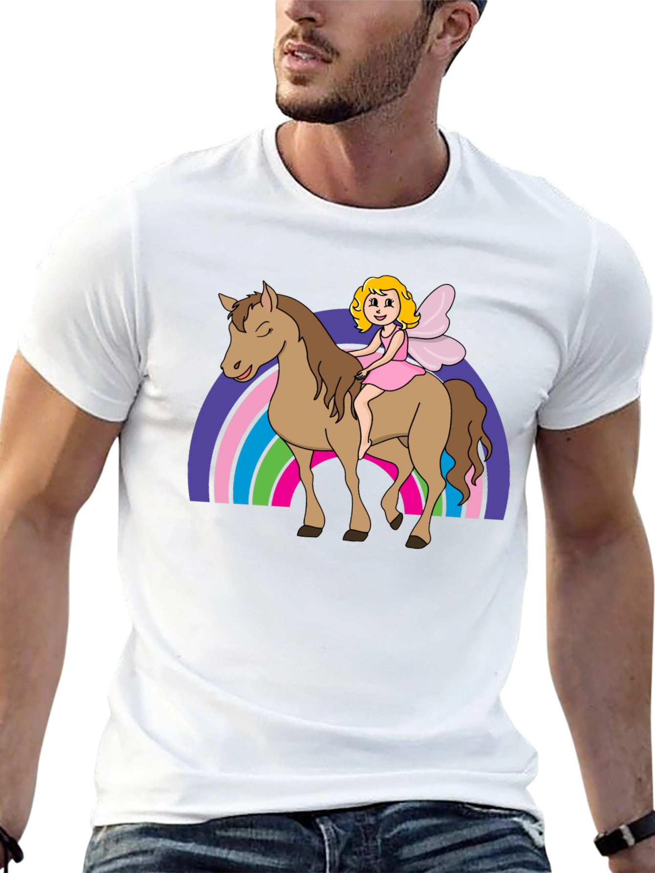 Fairy Riding Horse Graphic Tee - Black