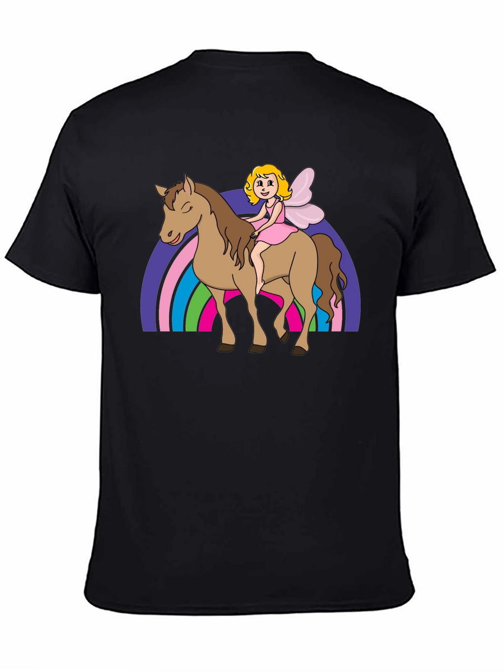 Fairy Riding Horse Graphic Tee - Black