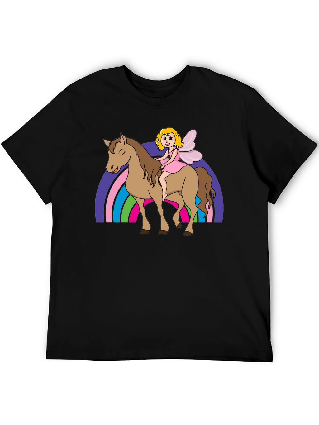 Fairy Riding Horse Graphic Tee - Black