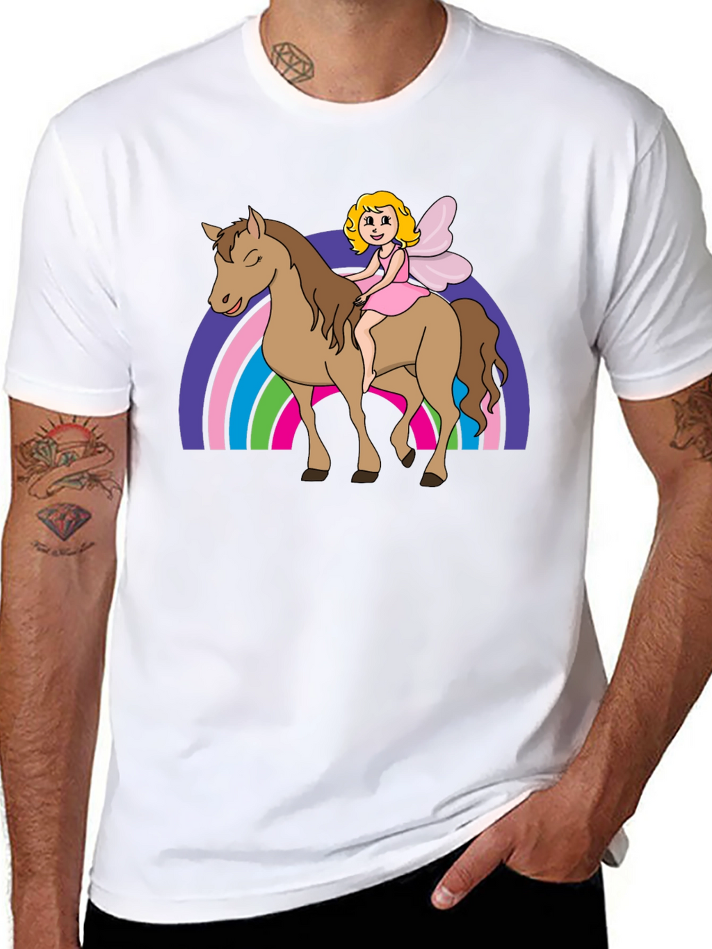 Fairy Riding Horse Graphic Tee - Black
