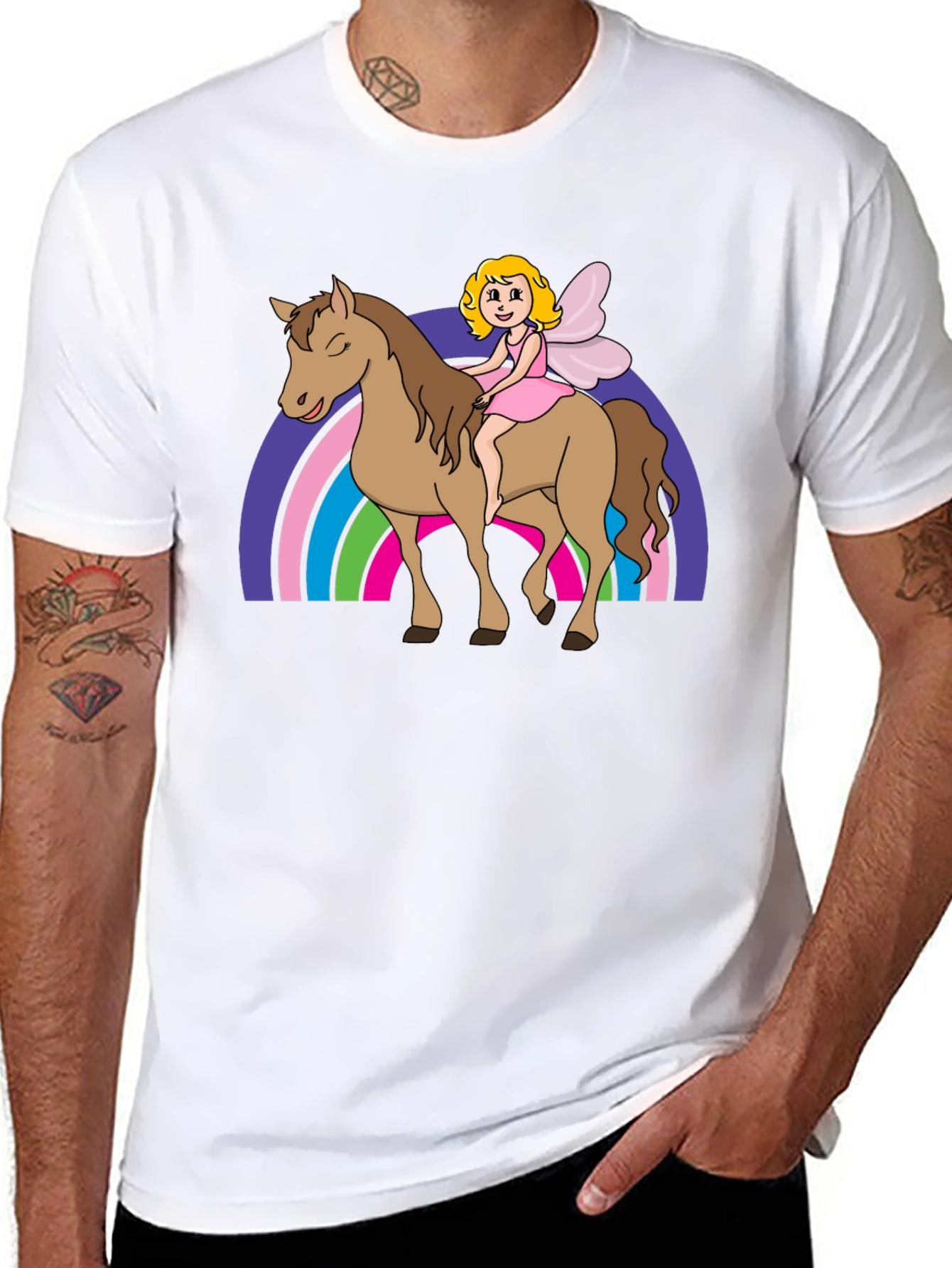 Fairy Riding Horse Graphic Tee - Black