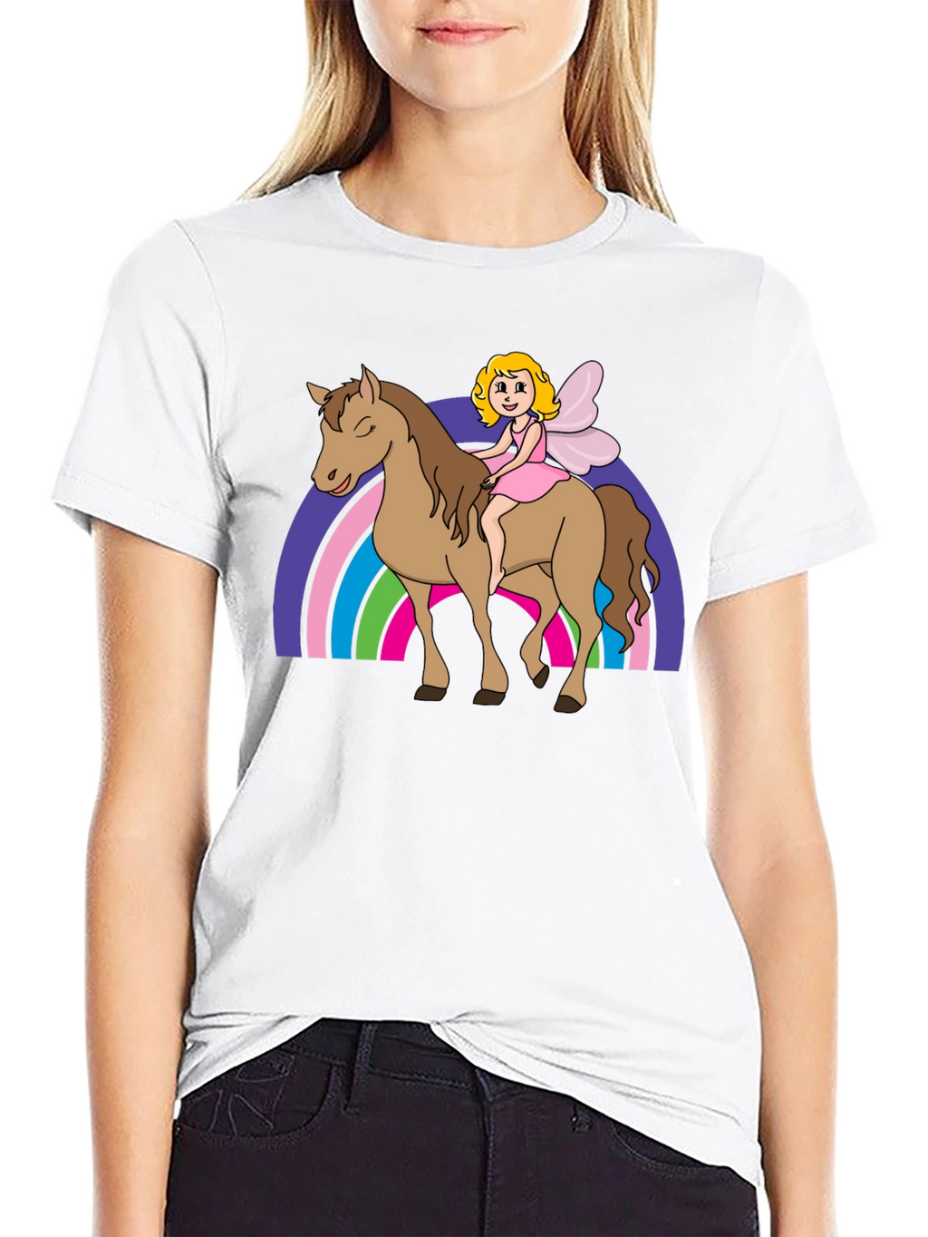 Fairy Riding Horse Graphic Tee - Black