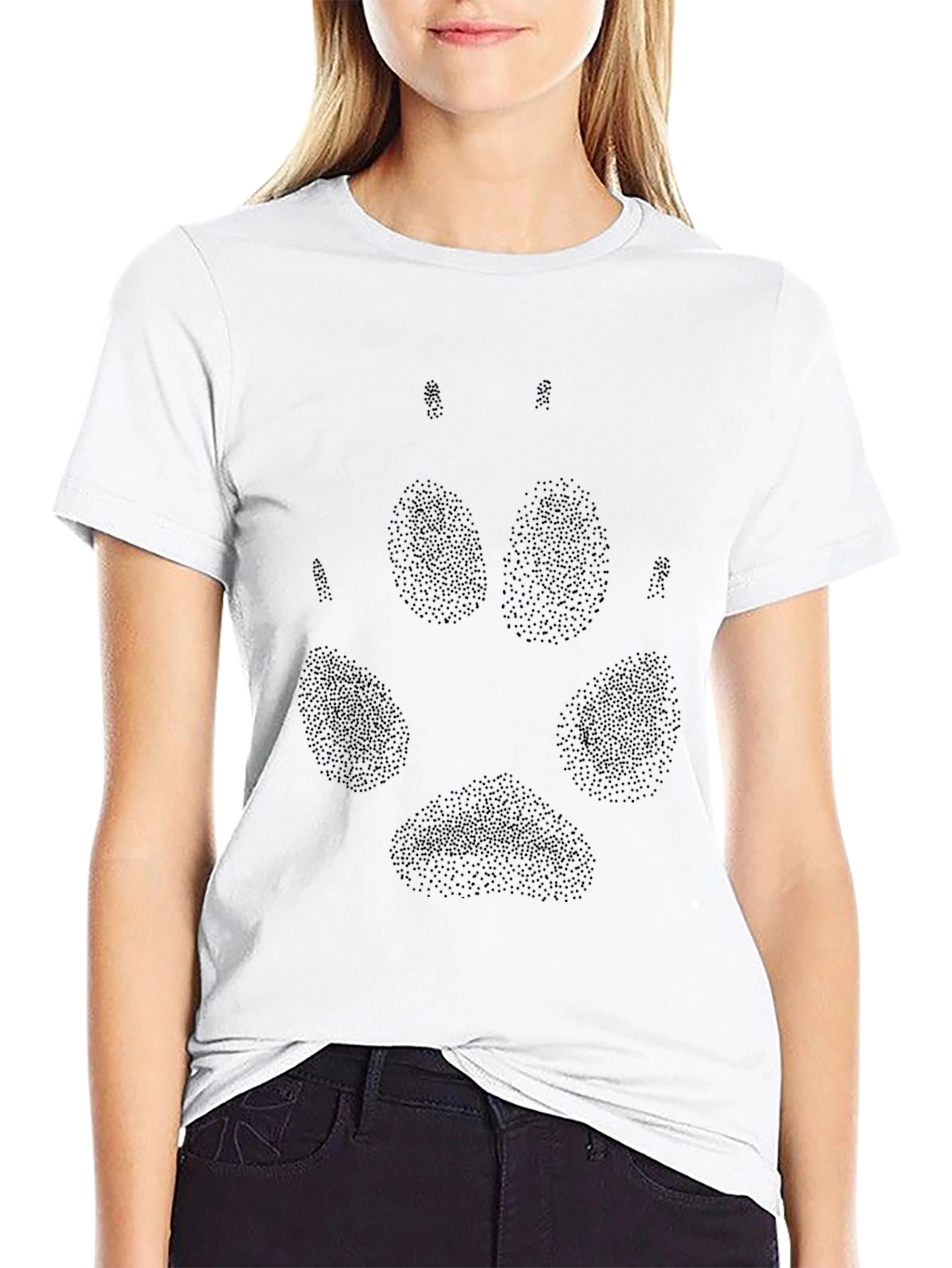 Black Wolf Paw Print T-Shirt - Casual Style