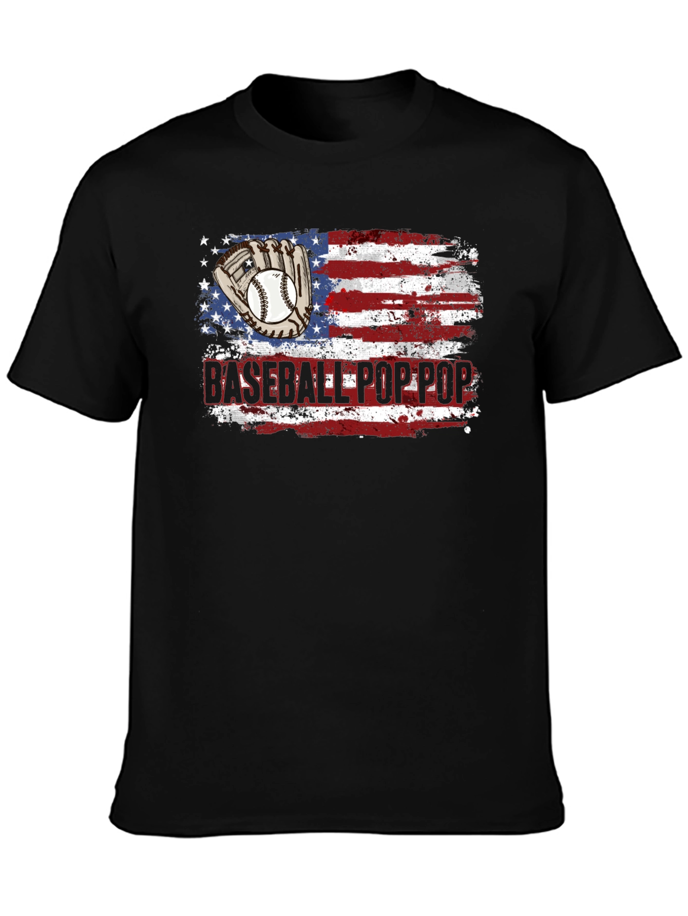 Baseball Pop Pop American Flag T-Shirt