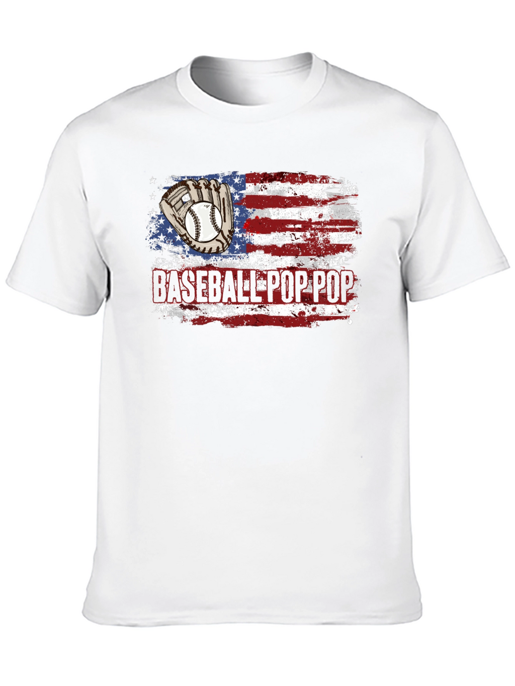 Baseball Pop Pop American Flag T-Shirt