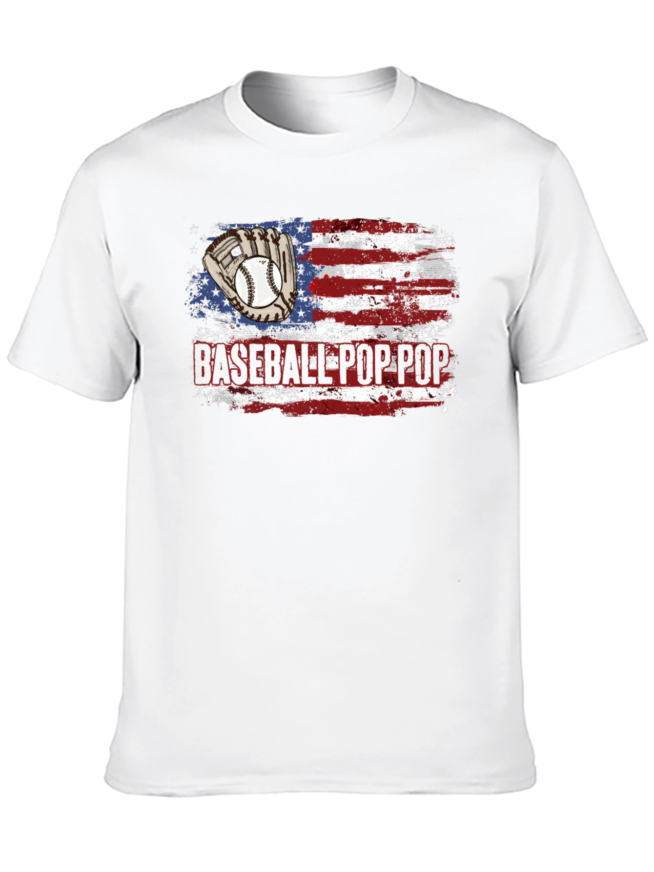 Baseball Pop Pop American Flag T-Shirt