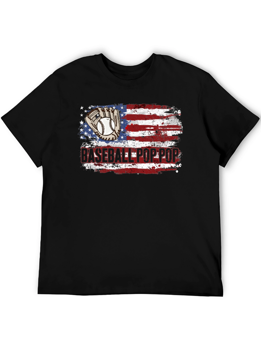 Baseball Pop Pop American Flag T-Shirt