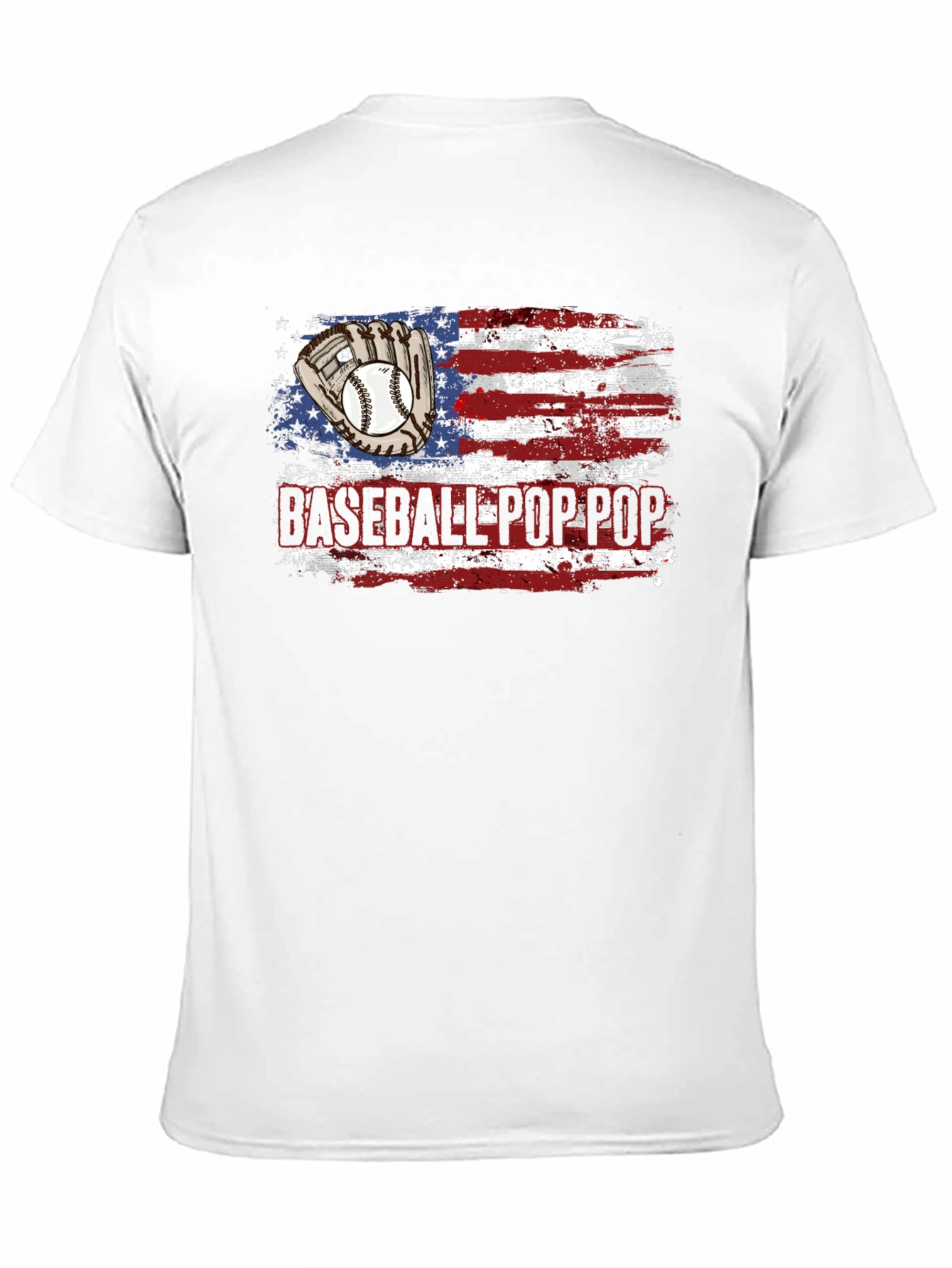 Baseball Pop Pop American Flag T-Shirt