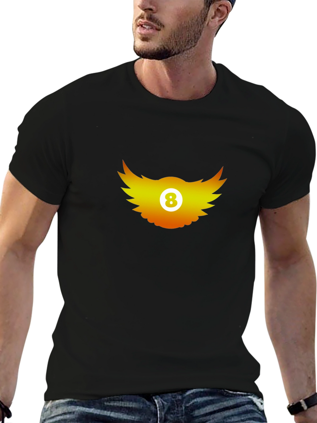 Cool Graphic Tee - 8 Ball Wings Design