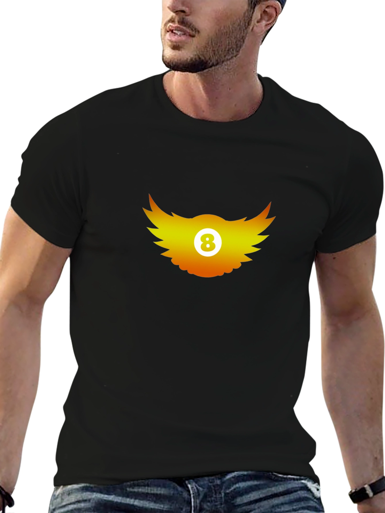 Cool Graphic Tee - 8 Ball Wings Design