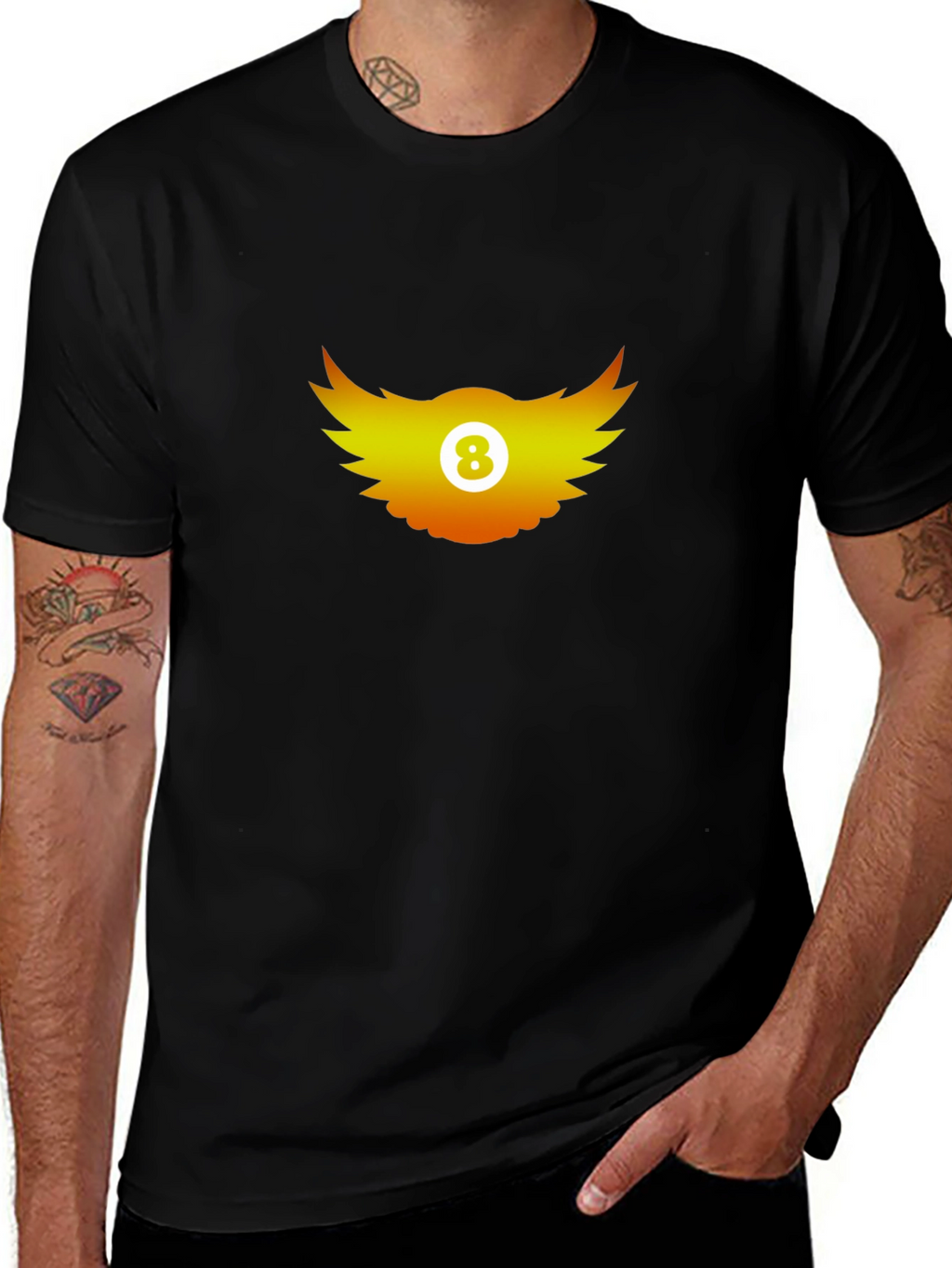 Cool Graphic Tee - 8 Ball Wings Design