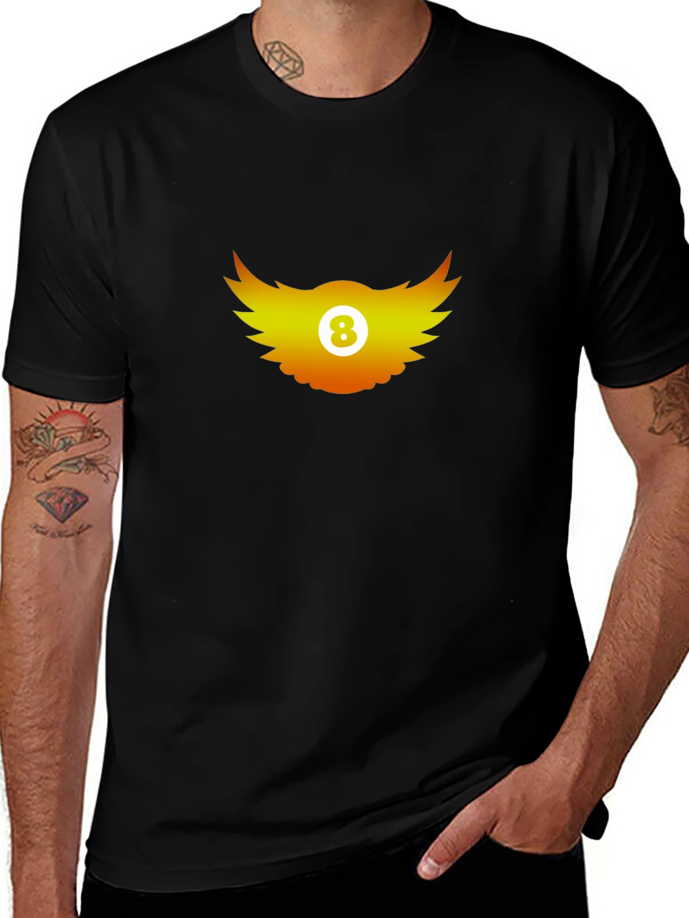 Cool Graphic Tee - 8 Ball Wings Design