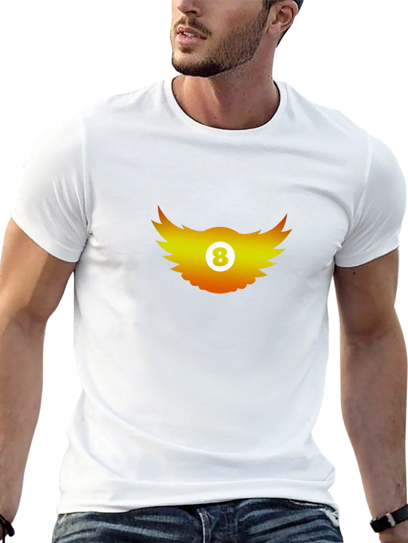 Cool Graphic Tee - 8 Ball Wings Design