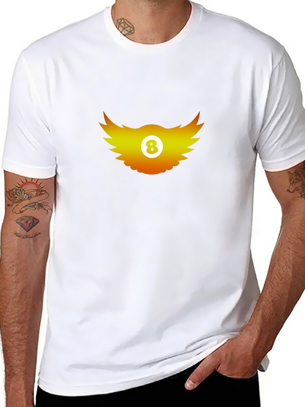 Cool Graphic Tee - 8 Ball Wings Design