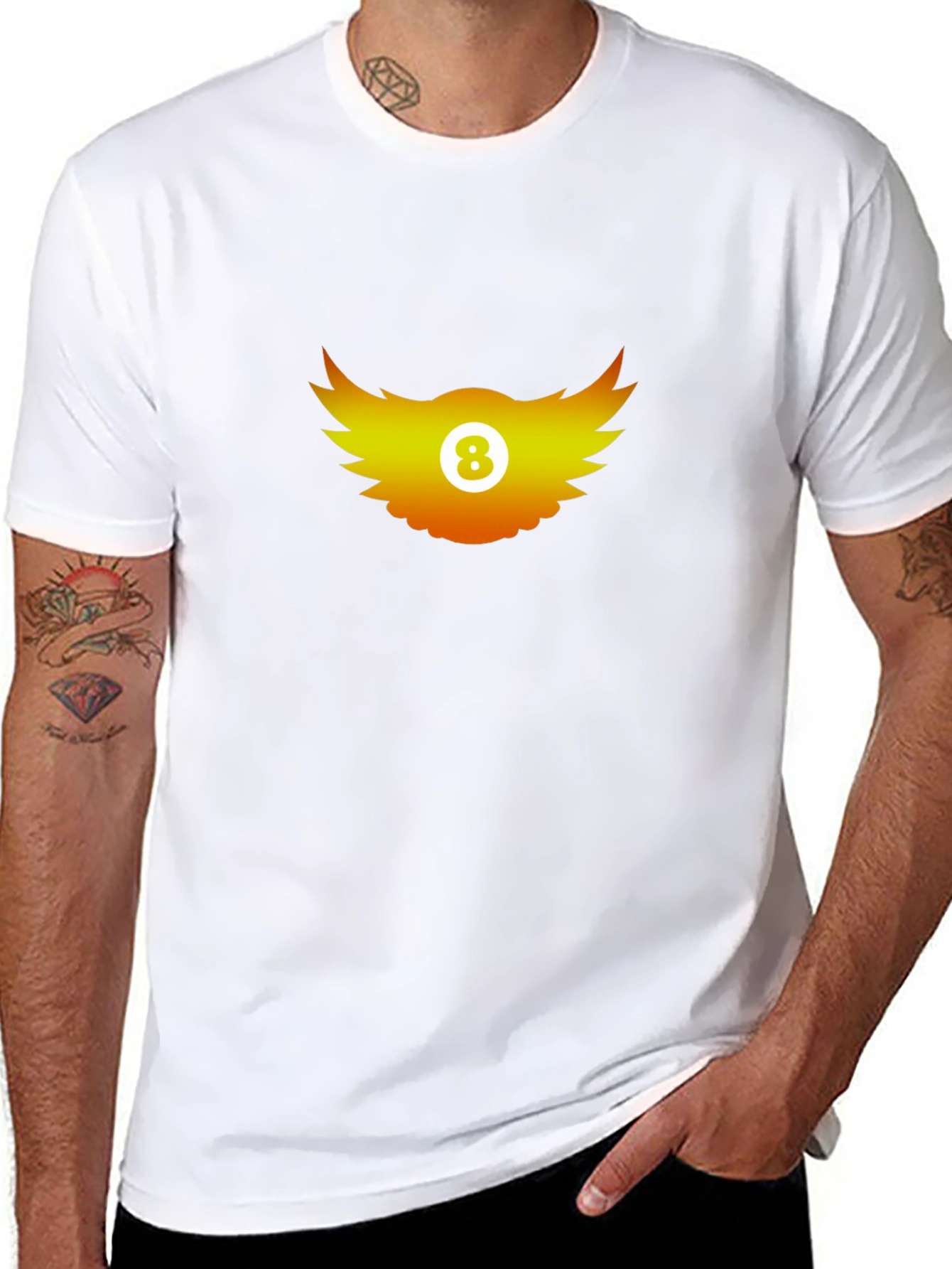 Cool Graphic Tee - 8 Ball Wings Design