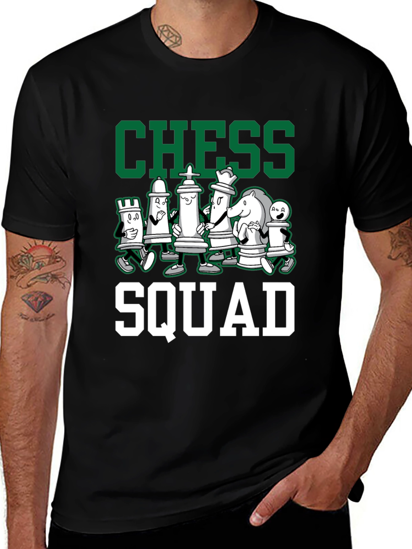 Chess Squad Graphic Tee - Black Cotton T-Shirt
