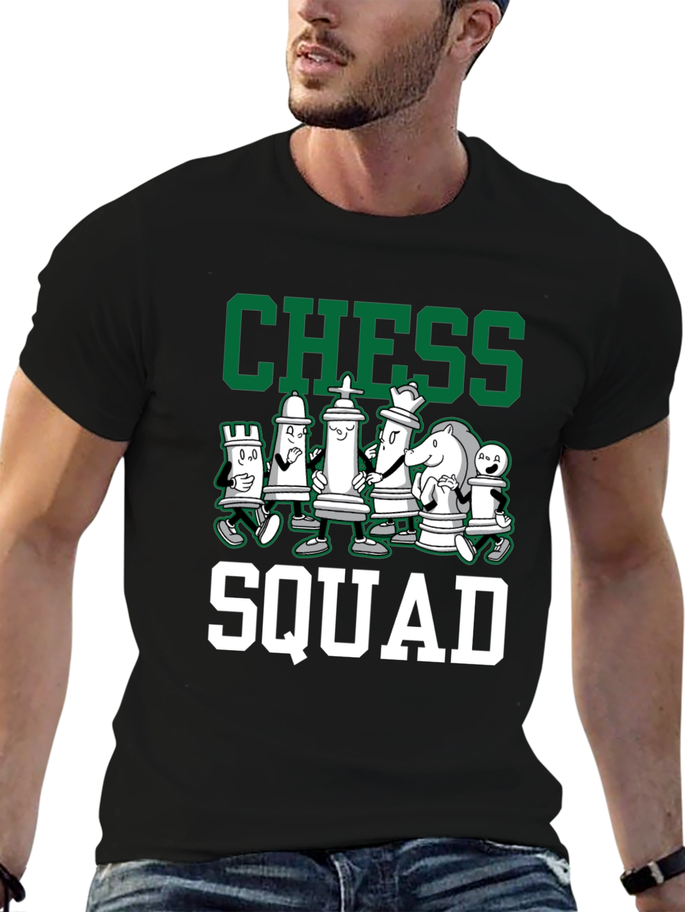 Chess Squad Graphic Tee - Black Cotton T-Shirt