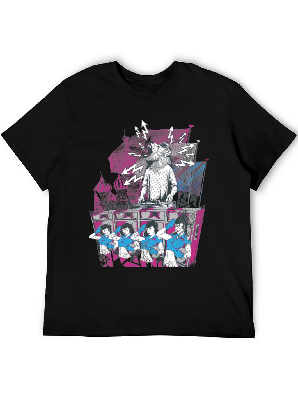 DJ Dog & Dancing Girls Graphic T-Shirt