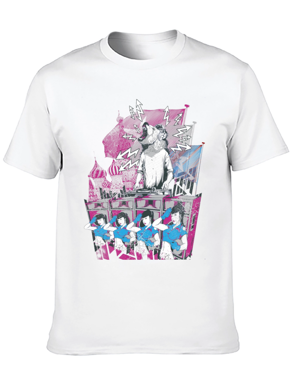 DJ Dog & Dancing Girls Graphic T-Shirt