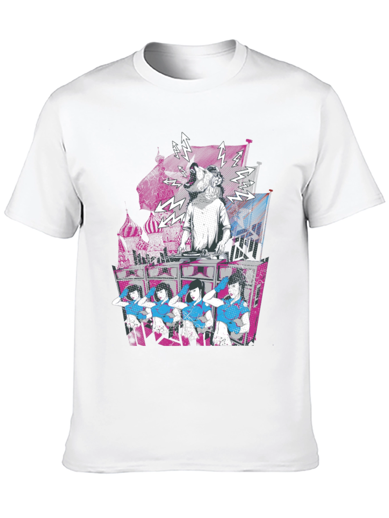 DJ Dog & Dancing Girls Graphic T-Shirt