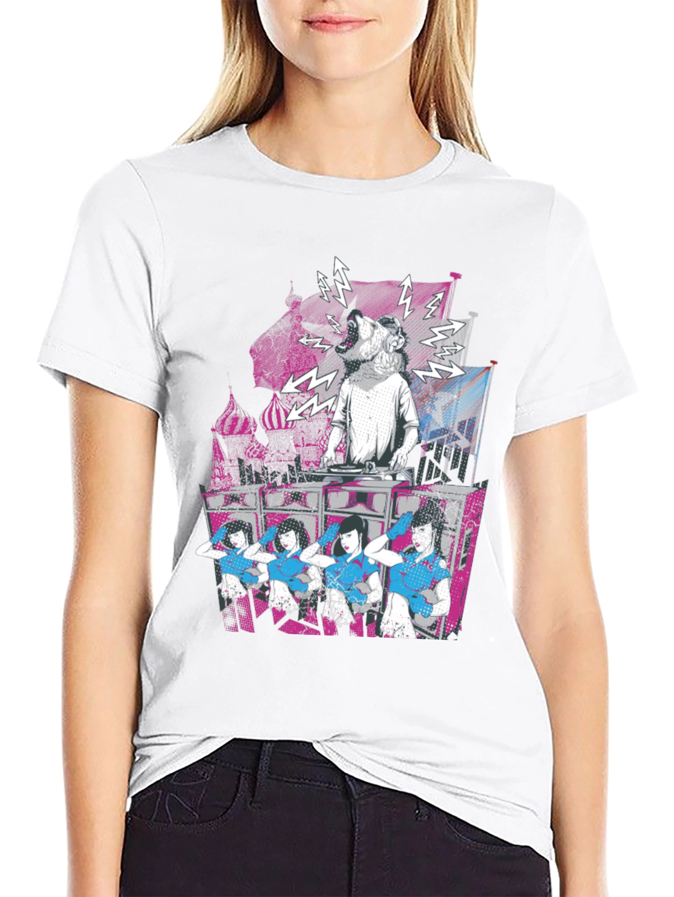 DJ Dog & Dancing Girls Graphic T-Shirt