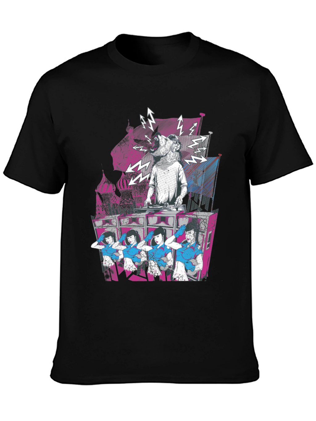 DJ Dog & Dancing Girls Graphic T-Shirt