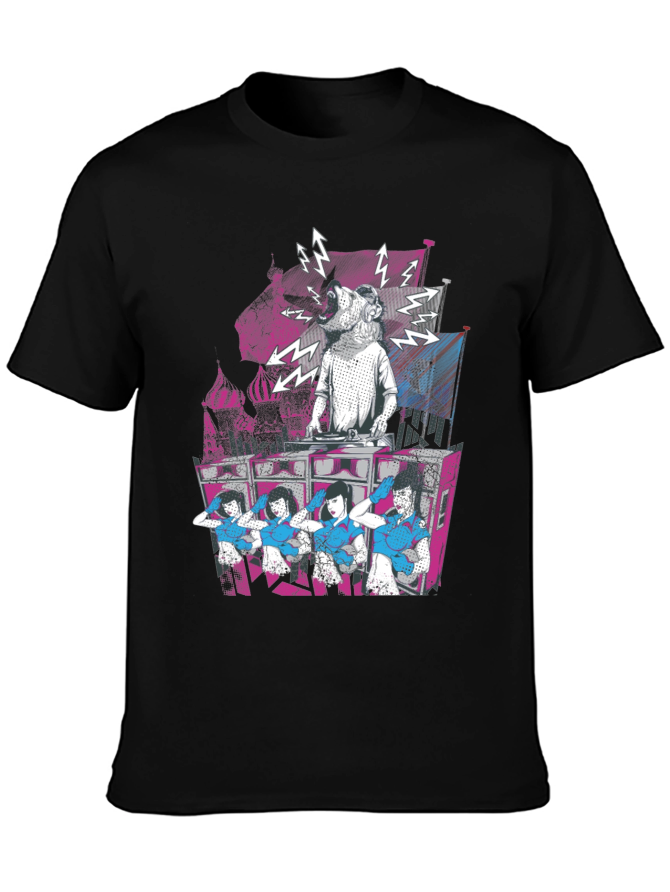 DJ Dog & Dancing Girls Graphic T-Shirt