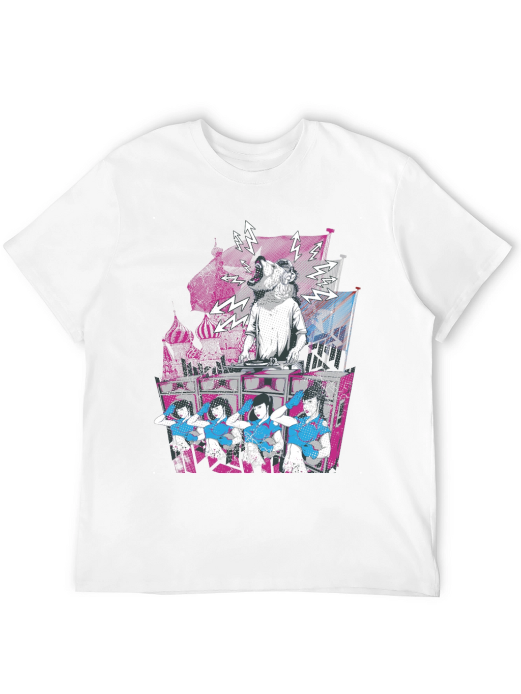 DJ Dog & Dancing Girls Graphic T-Shirt