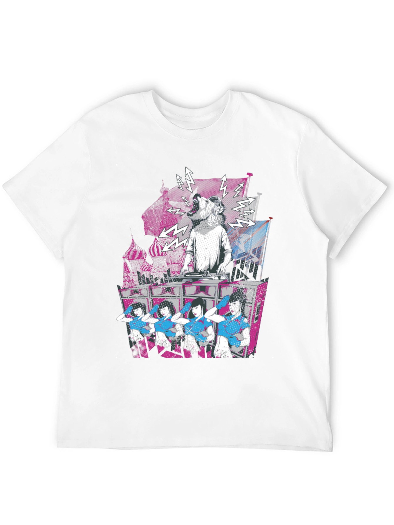 DJ Dog & Dancing Girls Graphic T-Shirt